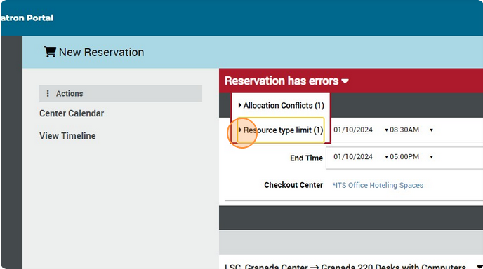 Your reservation may return an error message if it's not possible to reserve, the message will provide some additional details why it cannot be saved.